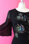 Painted Chiffon 70s Dress M/L