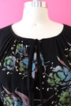 Painted Chiffon 70s Dress M/L
