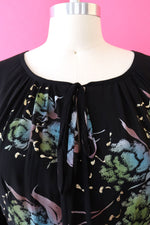 Painted Chiffon 70s Dress M/L
