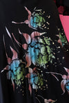 Painted Chiffon 70s Dress M/L