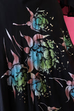 Painted Chiffon 70s Dress M/L