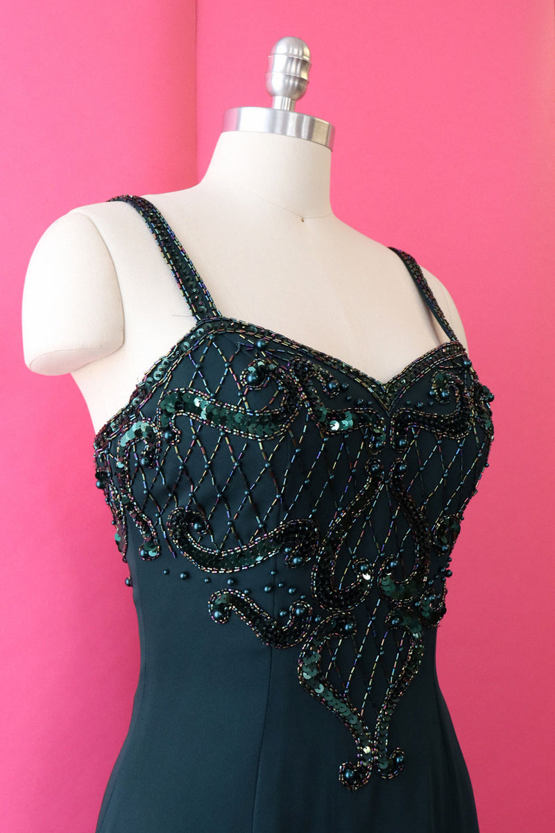Ivy Green Beaded Dress S