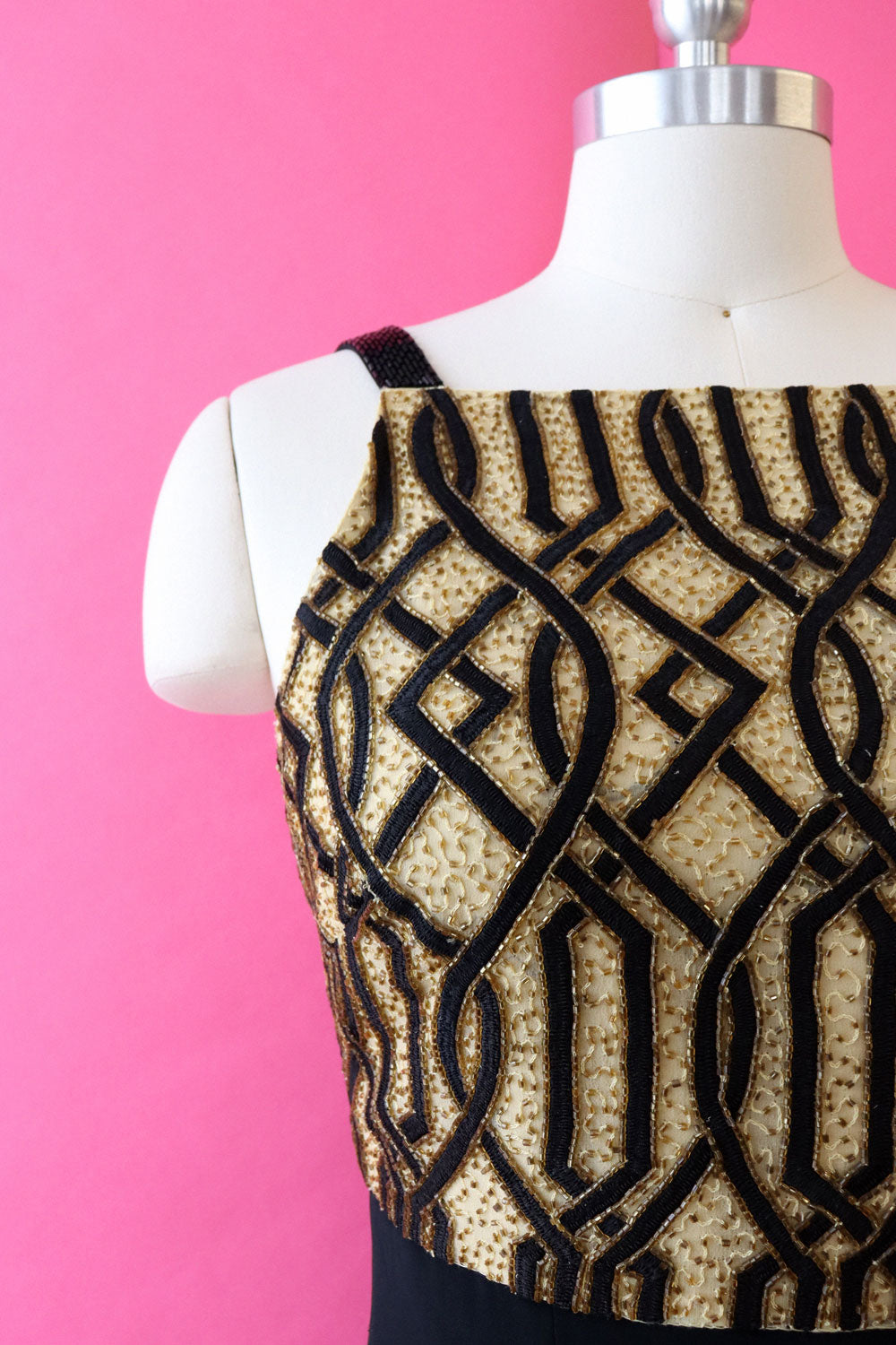 Niteline Deco Beaded Bodice Dress S/M
