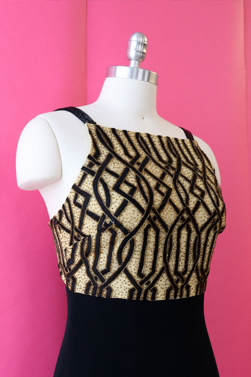 Niteline Deco Beaded Bodice Dress S/M
