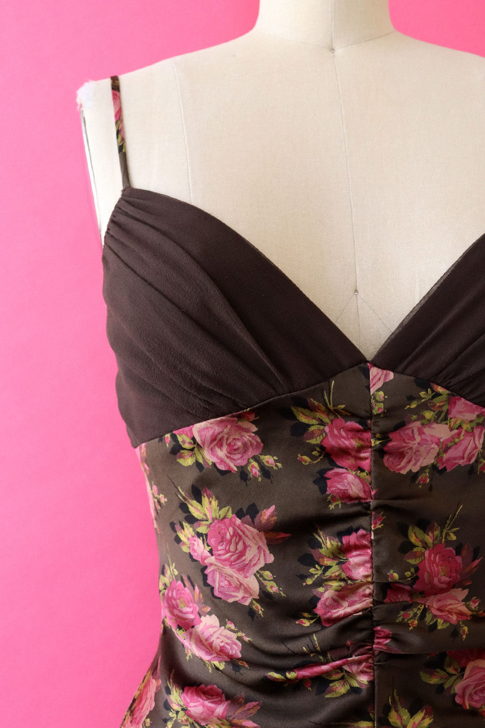 Betsey Johnson Silk Rosebud Ruche Dress XS/S