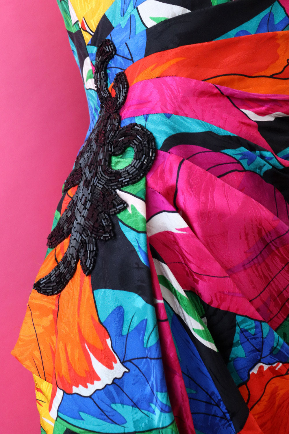 Tropical Silk Bustier Dress XS