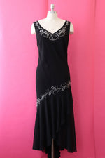 Silver Beaded Bias Cut Gown with Shawl L/XL
