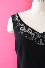 Silver Beaded Bias Cut Gown with Shawl L/XL