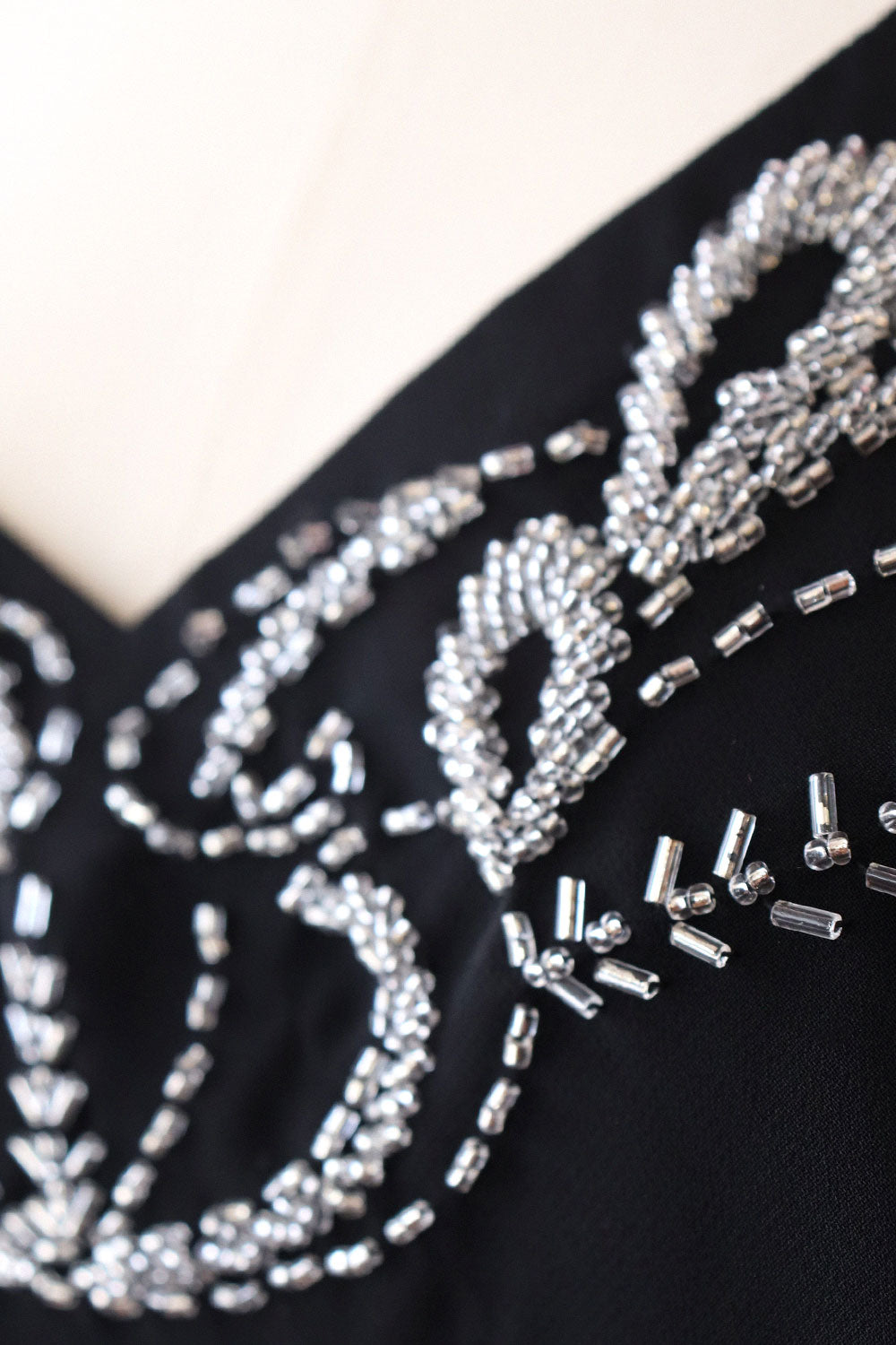 Silver Beaded Bias Cut Gown with Shawl L/XL