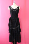 Silver Beaded Bias Cut Gown with Shawl L/XL