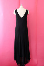 Silver Beaded Bias Cut Gown with Shawl L/XL