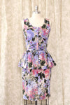 Impressionist Floral Peplum Dress M/L