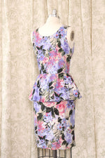 Impressionist Floral Peplum Dress M/L