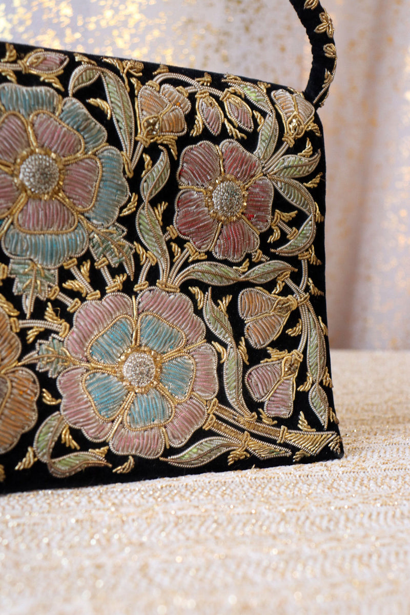 Bullion Embroidered Velvet Purse