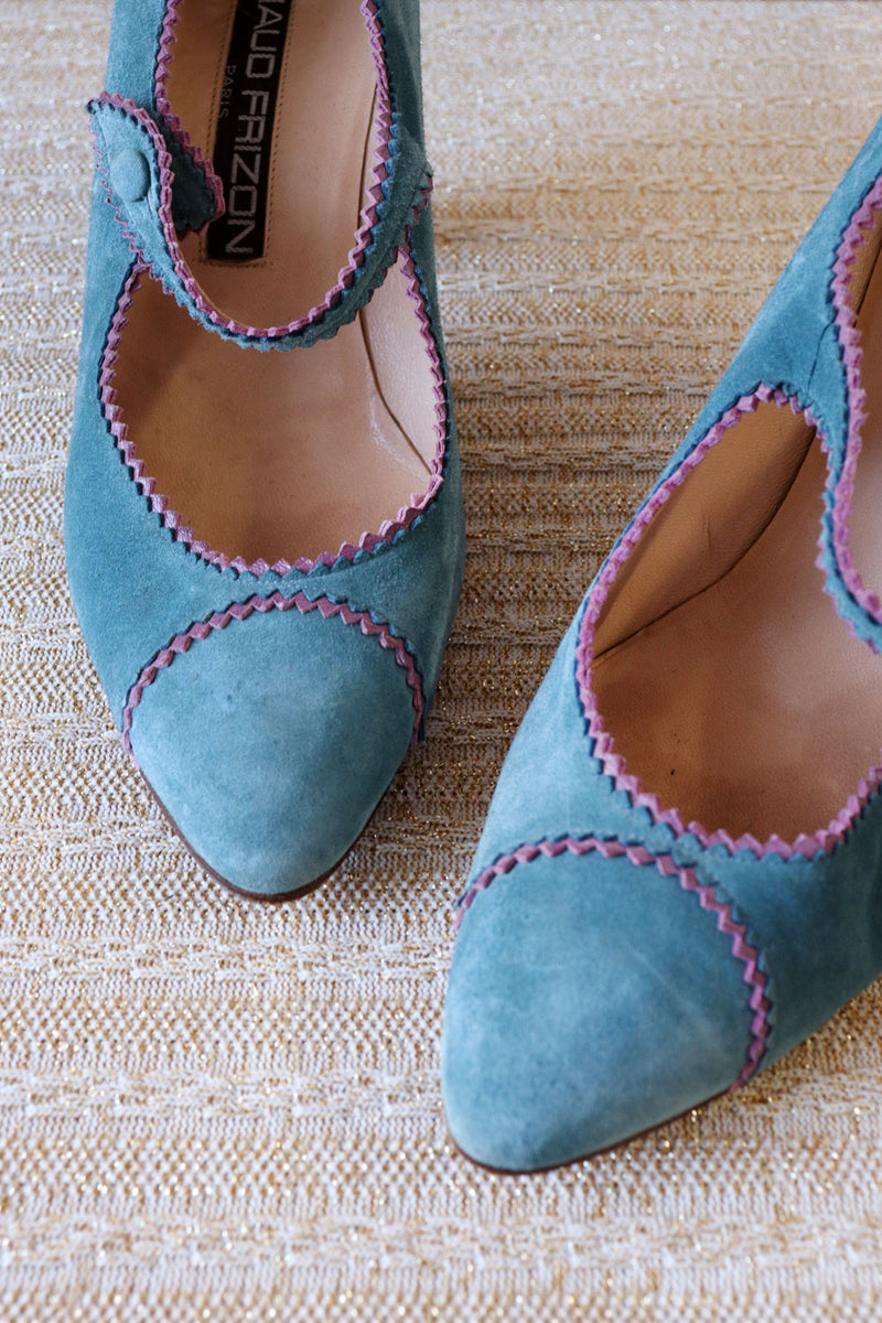 Maud Frizon Blue Suede Shoes 9