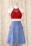 Turtle Applique Denim Skirt L/XL