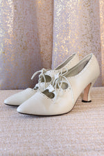 Ivory Leather Lace-up Heels 8.5/9