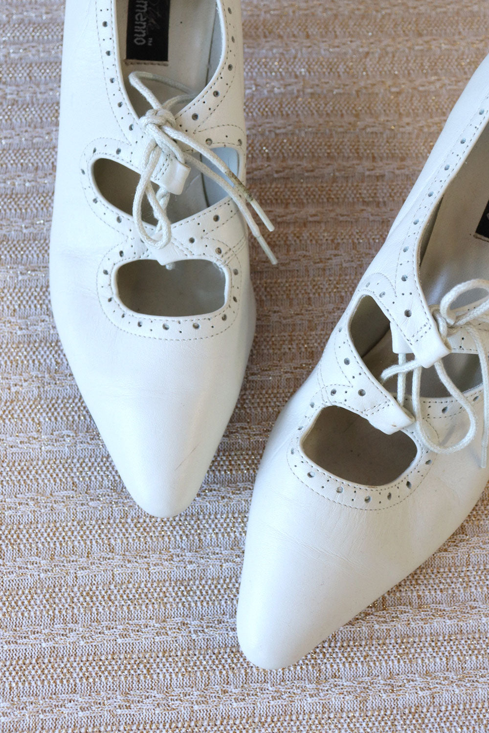 Ivory Leather Lace-up Heels 8.5/9
