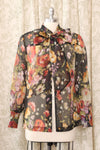 Moody Floral Tie Neck Topper M/L