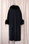 Onyx Fox Fur Trim Coat S/M