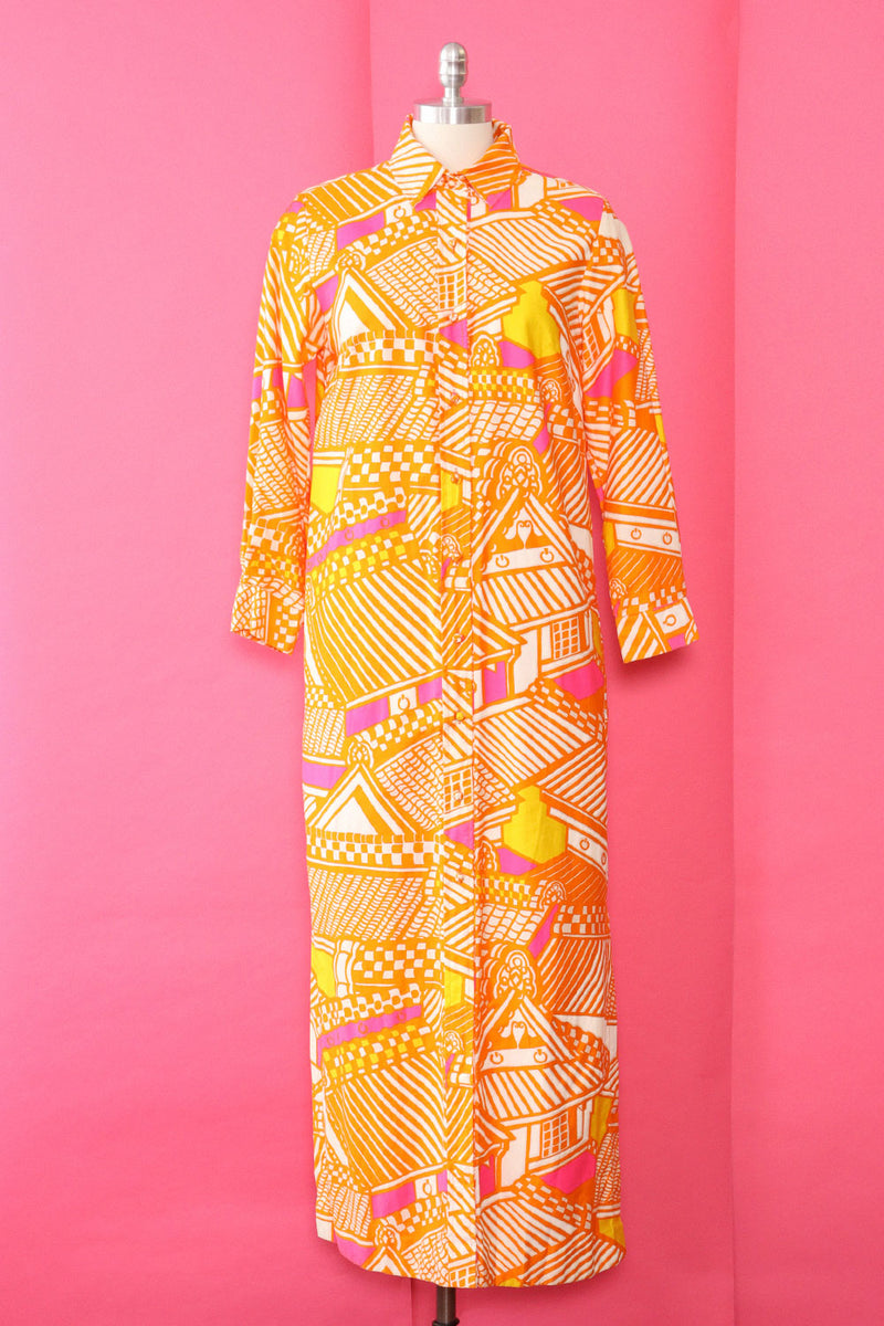 1960s Ogust Vibrant Dress/Duster S/M