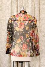 Moody Floral Tie Neck Topper M/L