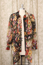 Moody Floral Tie Neck Topper M/L