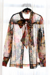 Moody Floral Tie Neck Topper M/L