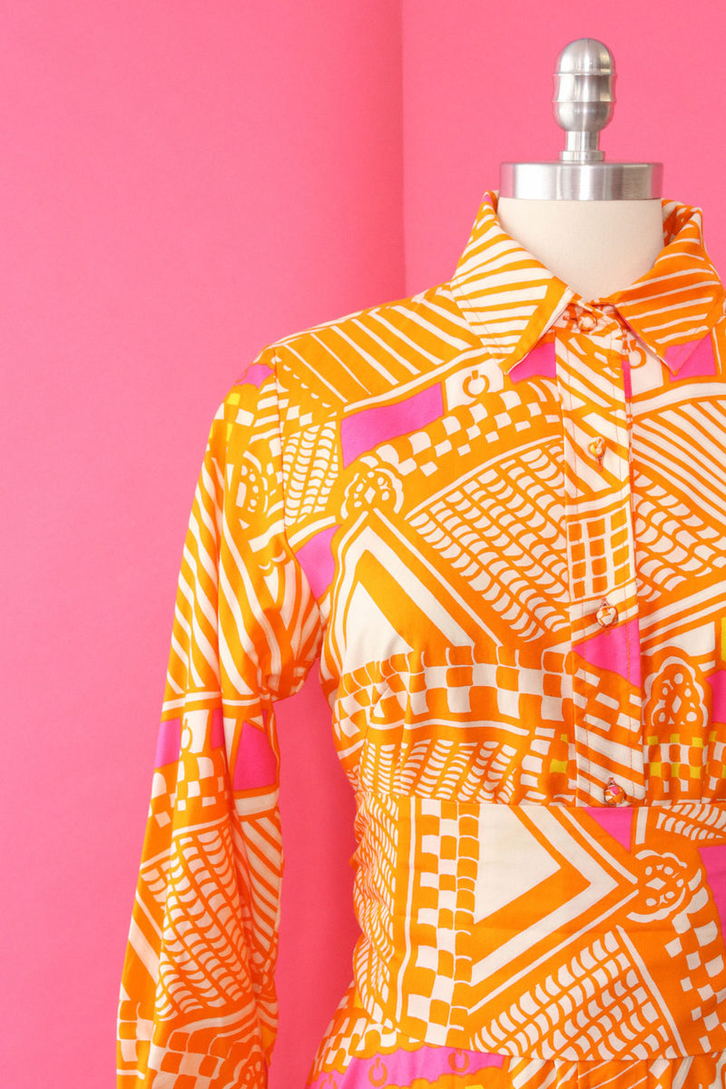 1960s Ogust Vibrant Dress/Duster S/M