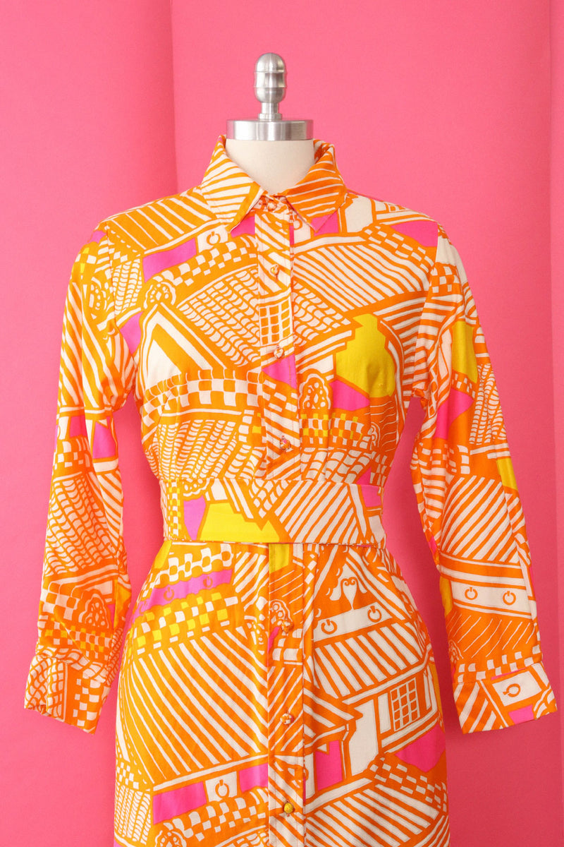 1960s Ogust Vibrant Dress/Duster S/M