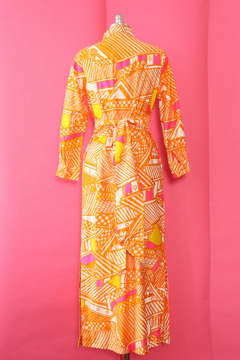 1960s Ogust Vibrant Dress/Duster S/M