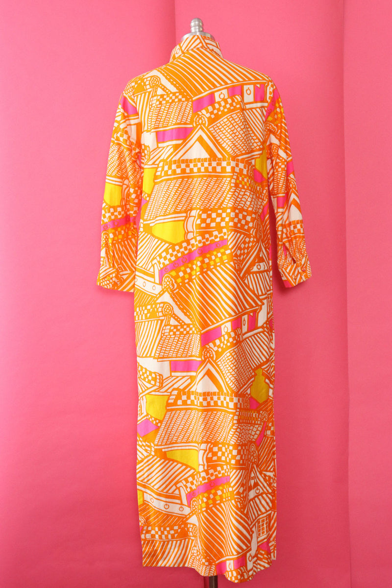 1960s Ogust Vibrant Dress/Duster S/M