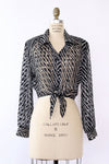 Shimmery Sheer Tie Front Blouse S-L