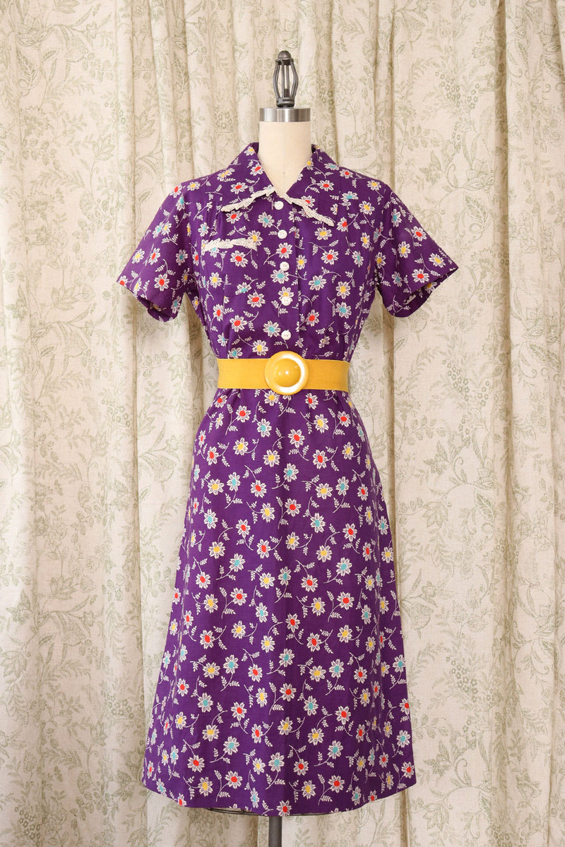 1940s Folk Floral Day Dress S/M