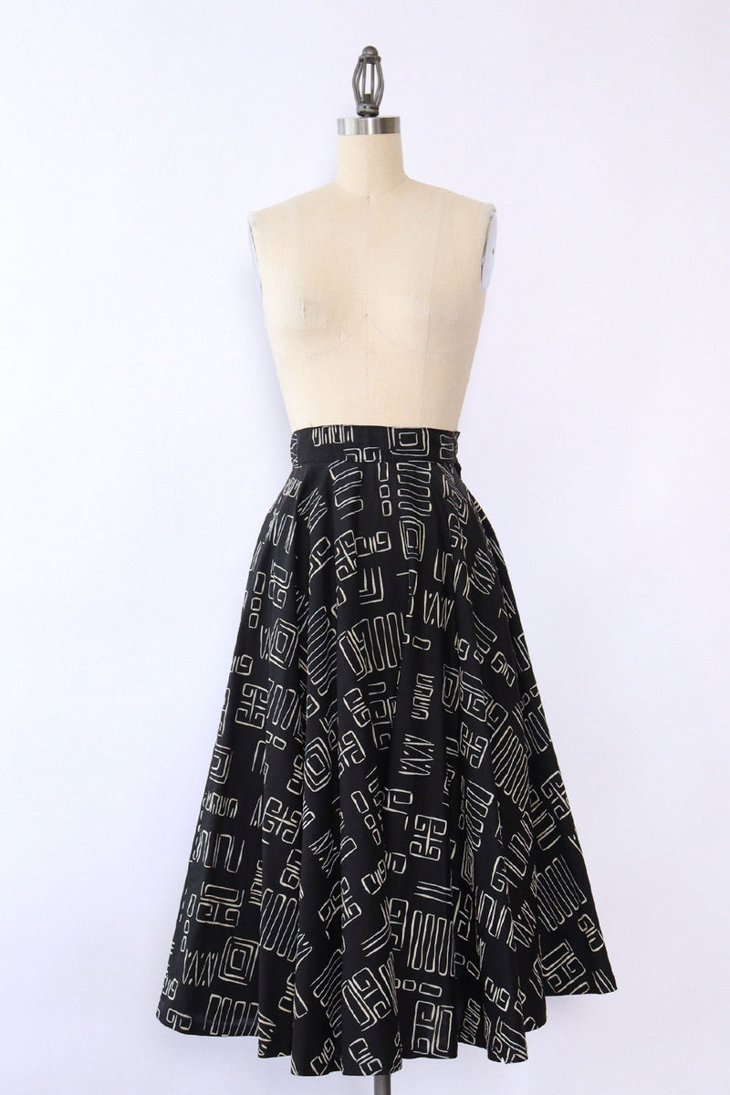 1950s Modernist Monochrome Circle Skirt S