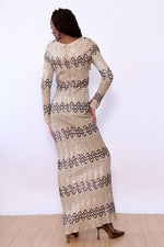 Ecru Sequined Column Gown S/M