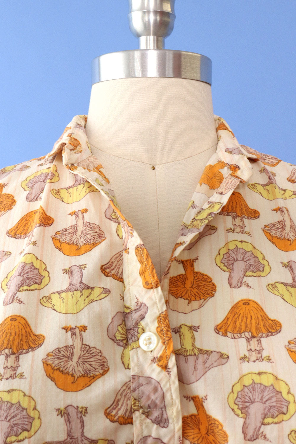 Mushroom Print Cotton Top M