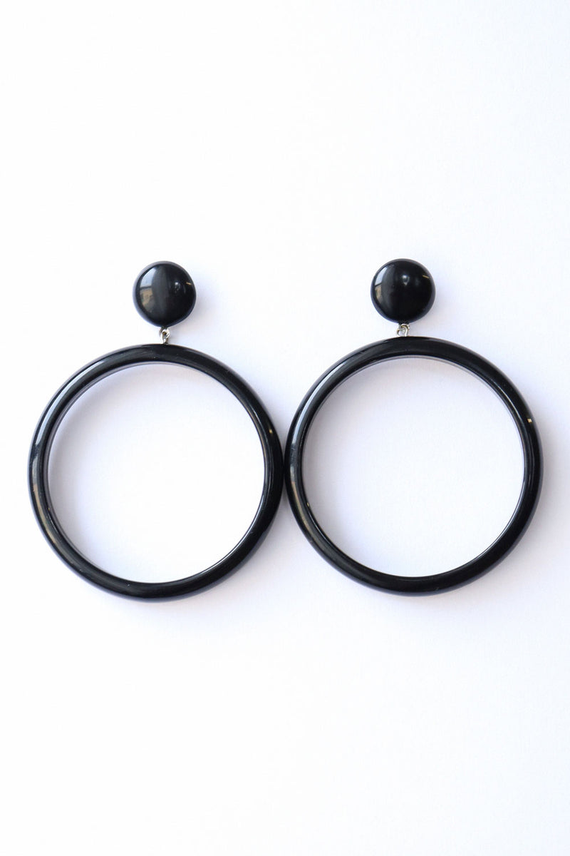 Black Dangling Hoop Earrings