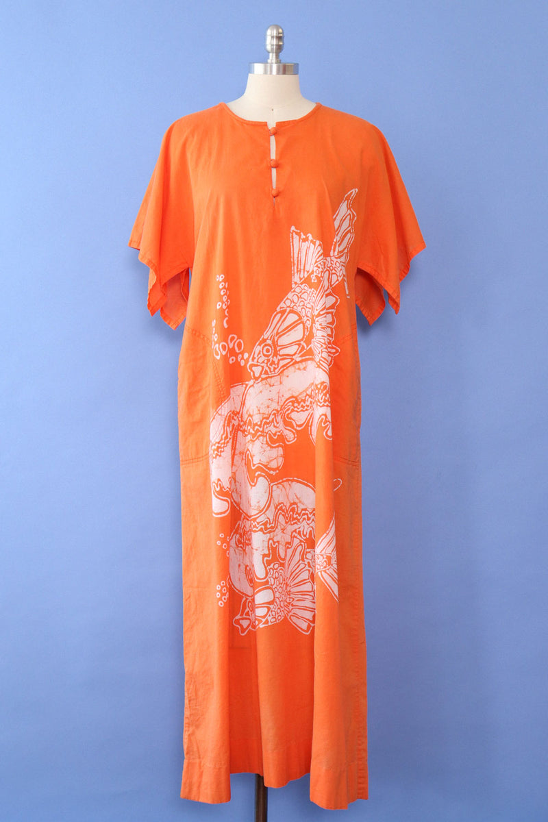 Tangerine Koi Cotton Dress M/L