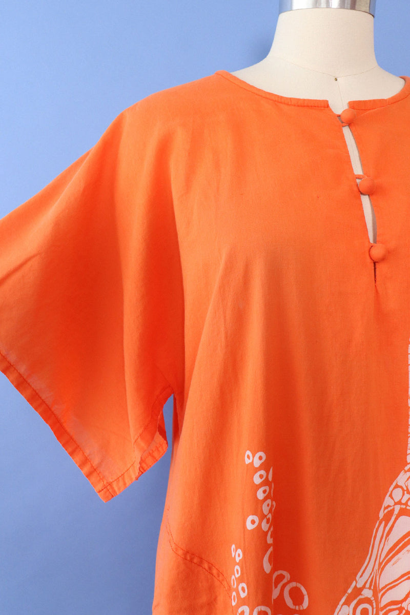 Tangerine Koi Cotton Dress M/L