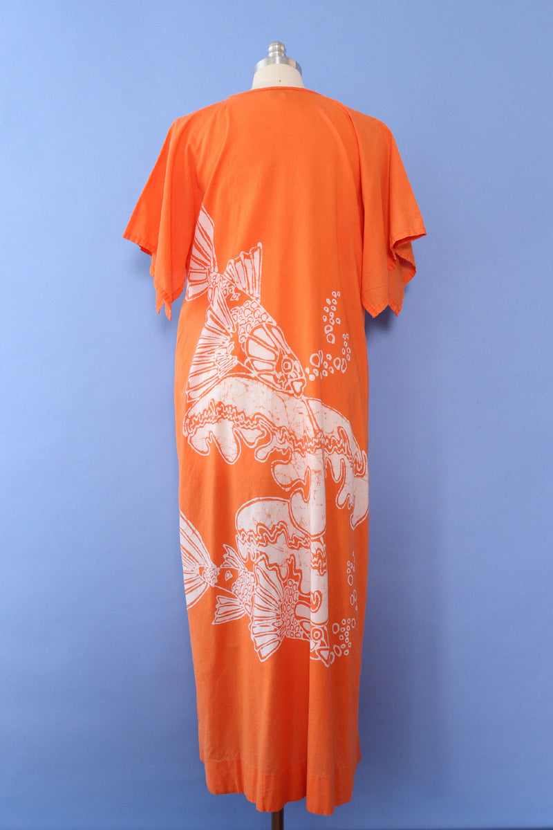 Tangerine Koi Cotton Dress M/L