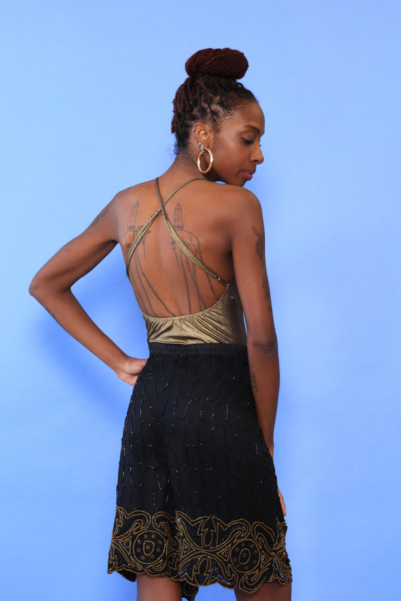 Deco Beaded Silk Shorts L