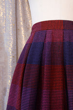 Pleated Plum Check Midi Skirt L