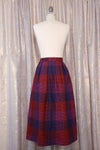 Pleated Plum Check Midi Skirt L