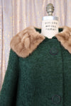 Fern Green Bouclé Fur Collar Coat S/M