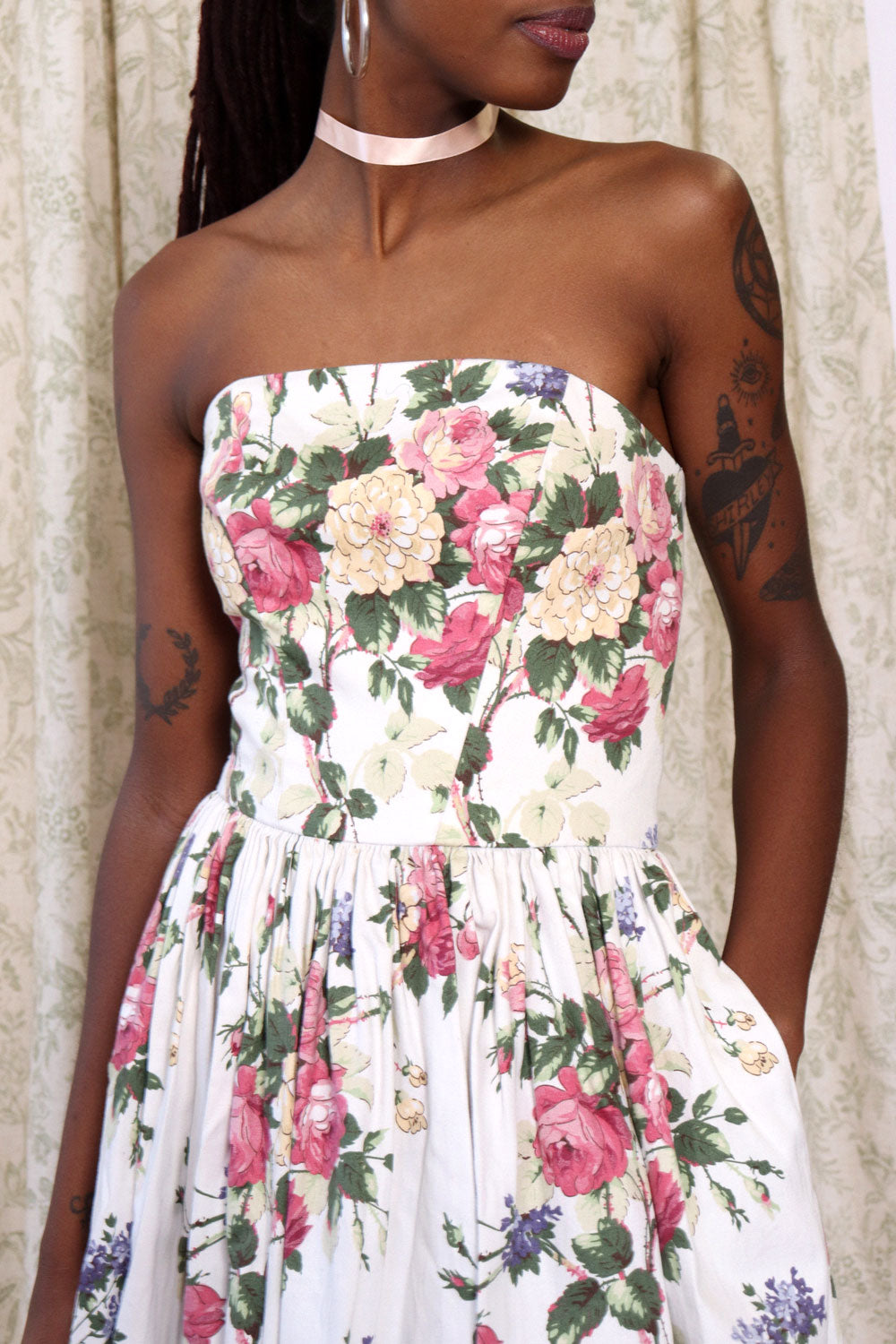 Strapless Spring Floral Dress M