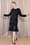 Opulent Onyx Beaded Party Dress M