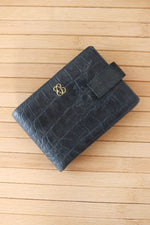 Smoky Blue Embossed Leather Wallet