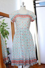 Cotton Voile Folk Pattern Dress S
