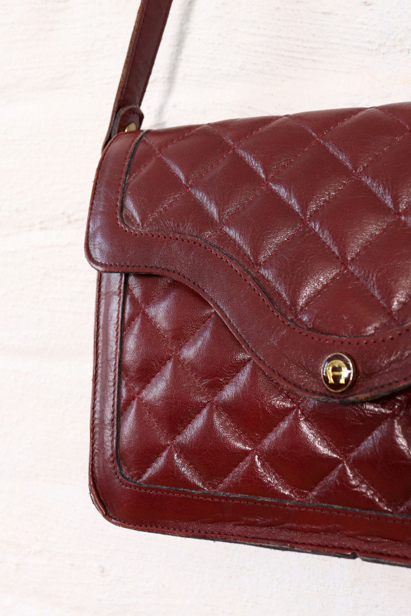 Quilted Burgundy Leather Purse
